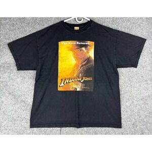 Indiana Jones T Shirt Men's 2XL Black Crystal Skull Movie Promo Graphic Tee
